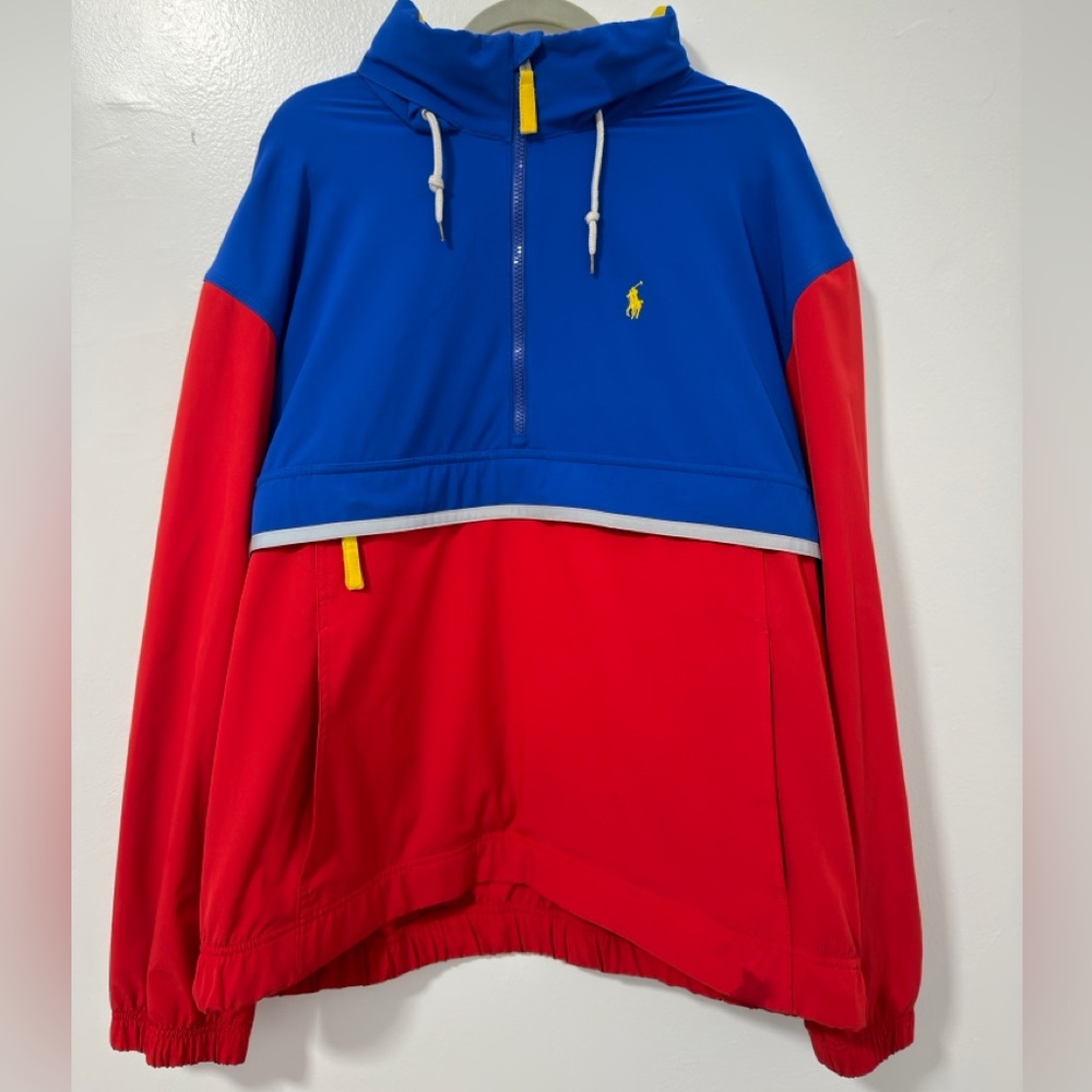 Ralph Lauren Blue and Red Raincoat Windbreaker Sport Runner XXL